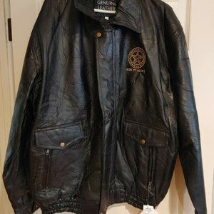 NEW Napoline Leather Outfitter Texas Rangers Bomber Jacket Handcrafted Lined 3XL